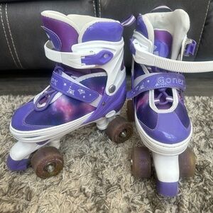 Onex White and Purple Girls' Adjustable Quad Roller Skates